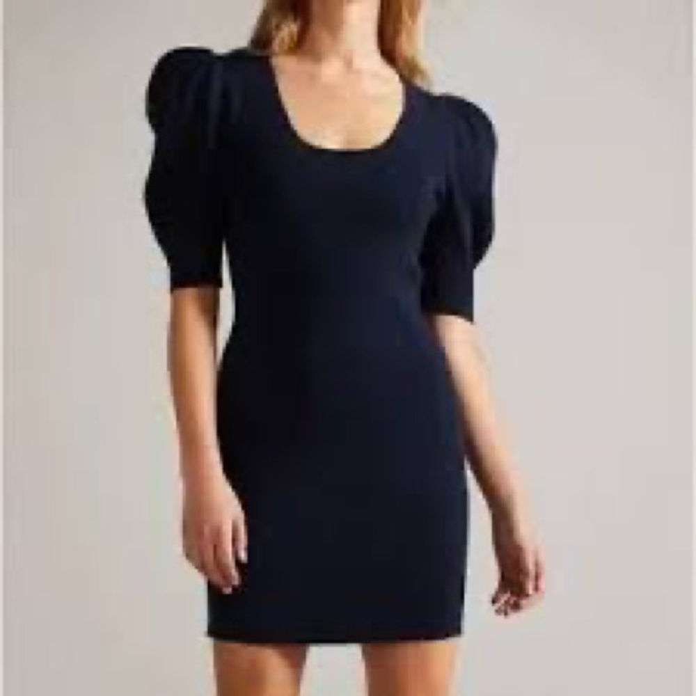 Ted Baker London Dollra Navy Puff Sleeve Mini Dress
